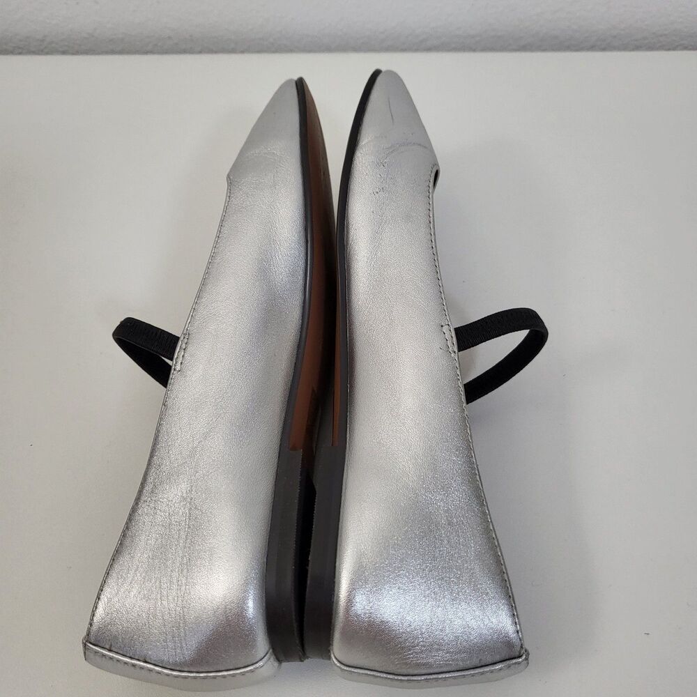Madewell Silver Leather Ballet Flats with Black Strap - Picture 6 of 16
